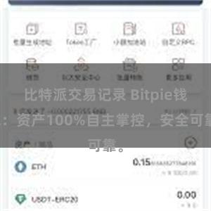 比特派交易记录 Bitpie钱包：资产100%自主掌控，安全可靠。