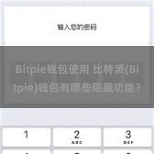 Bitpie钱包使用 比特派(Bitpie)钱包有哪些隐藏功能？